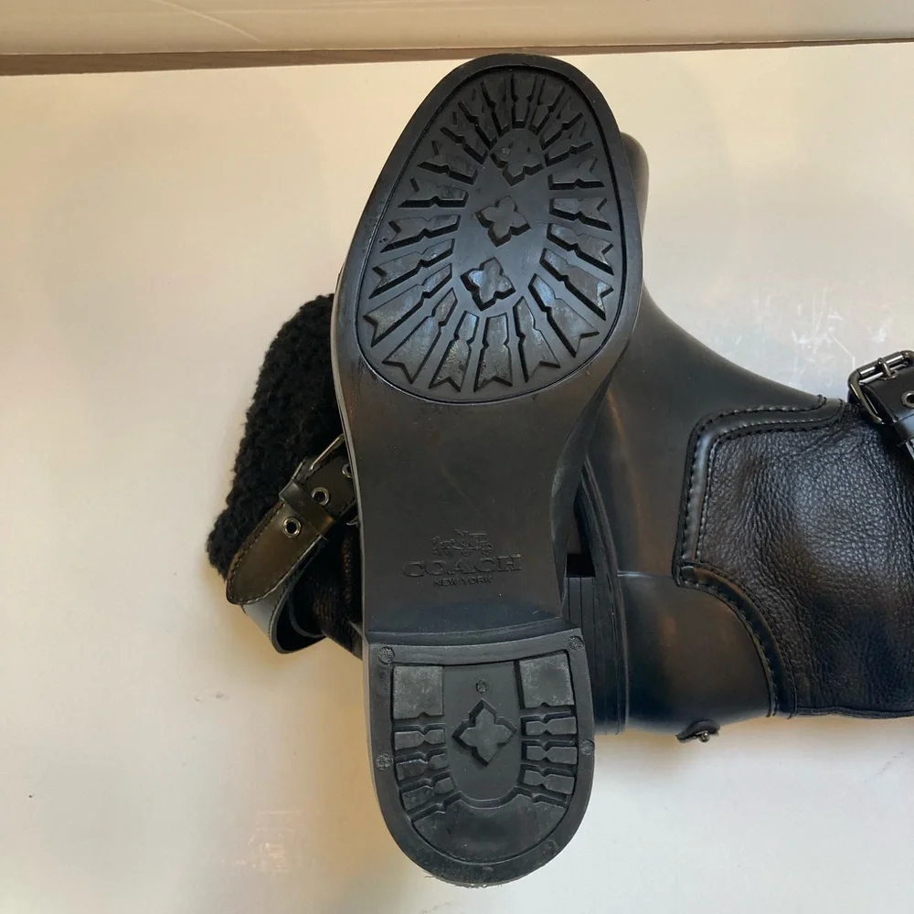 Coach “Zena” Shearling Moto Boots Size 7 in Black